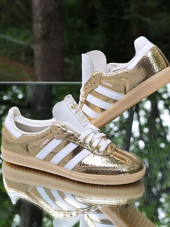 adidas Other - Adidas Samba OG Gold Metallic Cracked Leather